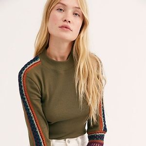 FREE PEOPLE Switch It Up Cuff Thermal Top In Green
